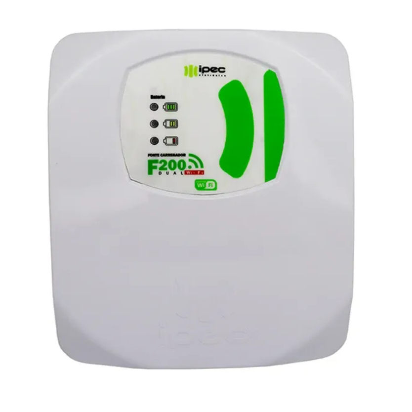 Fonte Carregadora F200 Dual WiFi Ipec c/ Receptor Multicódigos Para Acionamento de Fechadura Elétrica ou Eletroimã