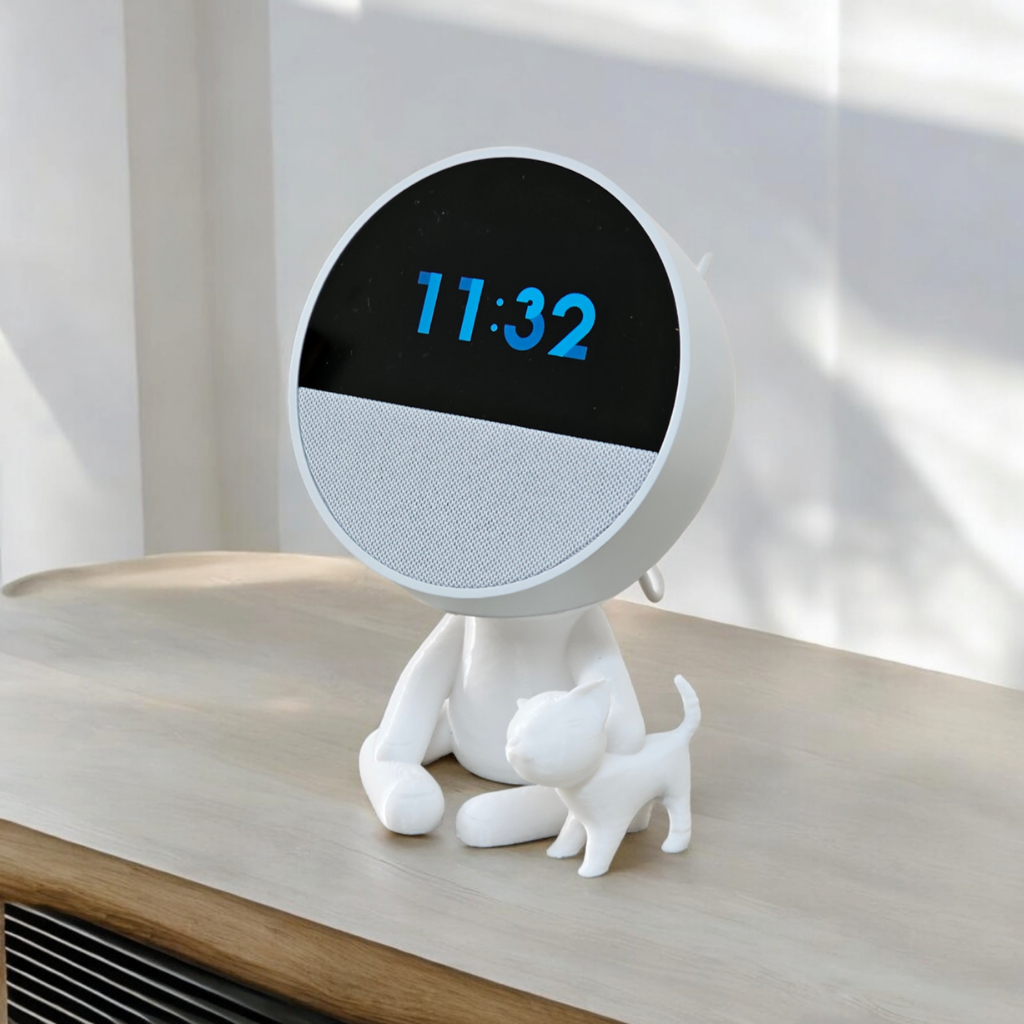 Suporte Alexa Echo SPOT. Tema Robert Plant , Gato,  Violão, cachorro, família,  decoração Amazon