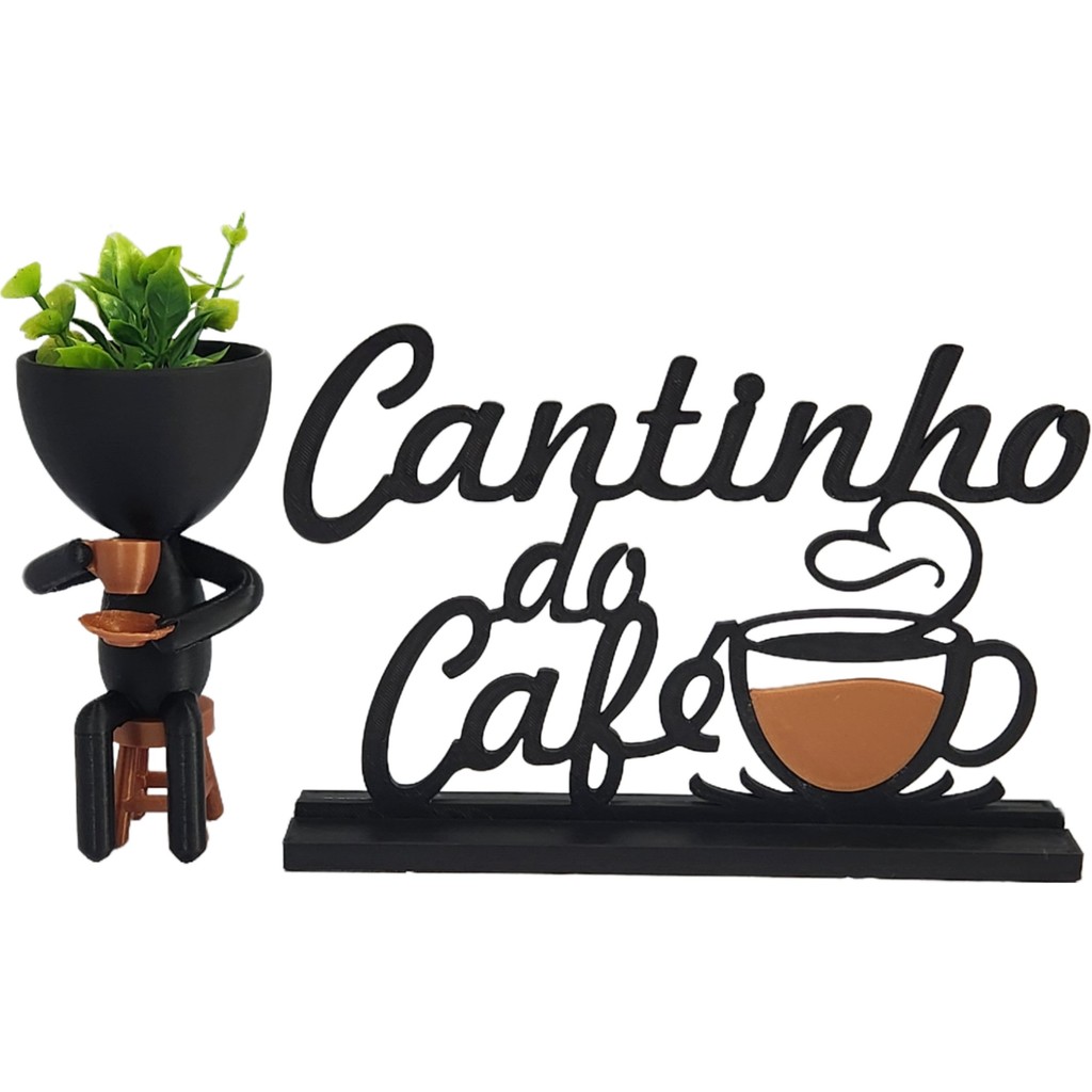Cantinho do Café com Vaso Bob Robert Plant Preto c/ Cobre
