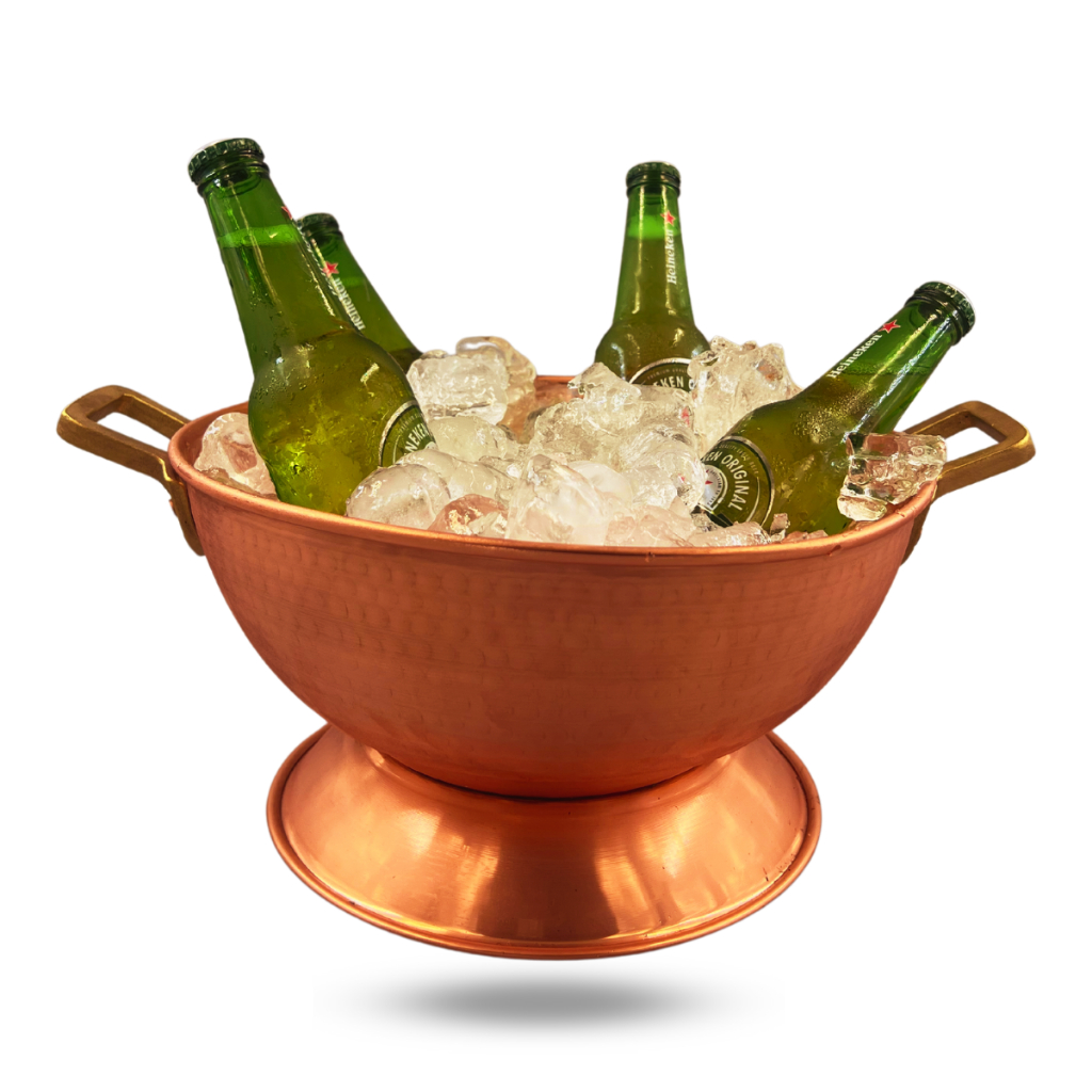 Champanheira em Cobre 8 L Com Alças Douradas
