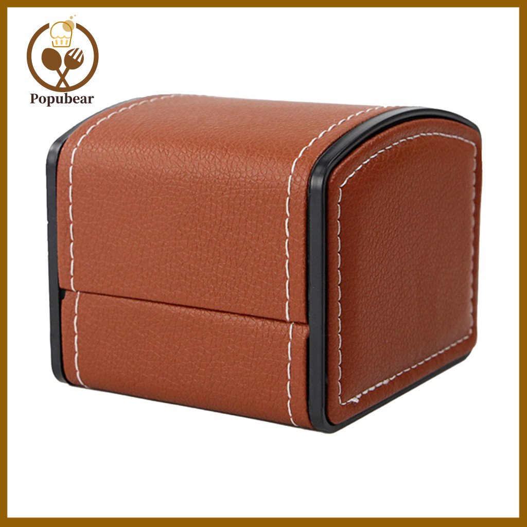Single Watch Storage Box Gift with Pillow Luxury Curved Flip Lid Waterproof Pu Leather Soft Lining Elegant for Men’s f
