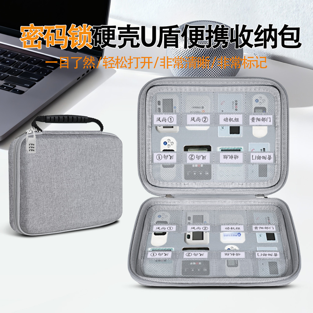 Bloqueio de senha Hard Shell U Shield Bolsa de armazenamento portátil Material Oxford Resistente ao desgaste Resistente