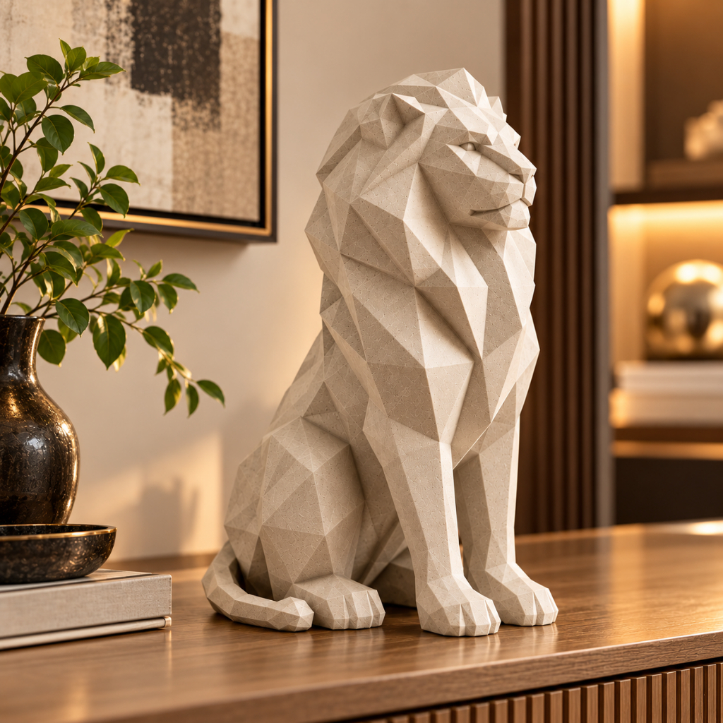 Leão Decorativo Grande Moderno Minimalista Luxo Para Sala Escritório Home Office Estante Rack Aparador e Presente