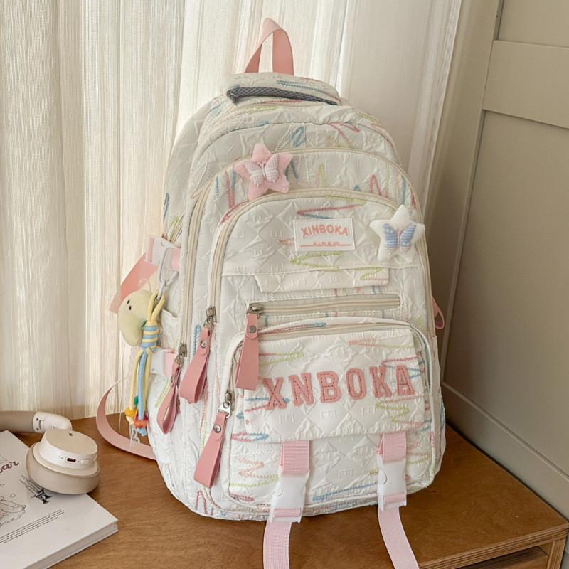 Mochila escolar para alunos do ensino fundamental (da terceira à sexta série), grande capacidade, moderna para meninas,
