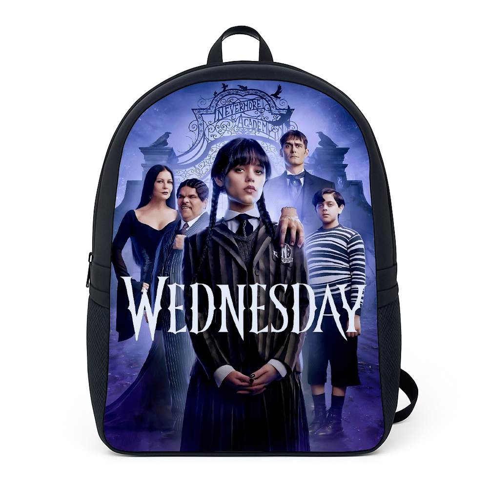 Mochila Estampa com  Wandnha Addams Série Filmes Dark Alça Reforçada Infantil Juvenil de Lona