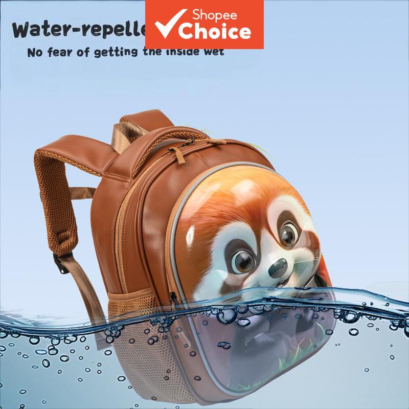 Mochila De Guaxinim De Couro Pu Para Meninos , Crianças , Série Animal Fofa , Fecho Com Zíper , Bolsa De Viagem Escolar