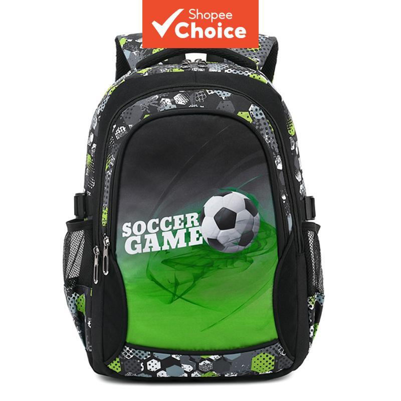 Mochila Escolar Infantil Com Estampa De Futebol , À Prova D'água , Respirável , Leve , Vários Bolsos , 3-6 Séries , Viag