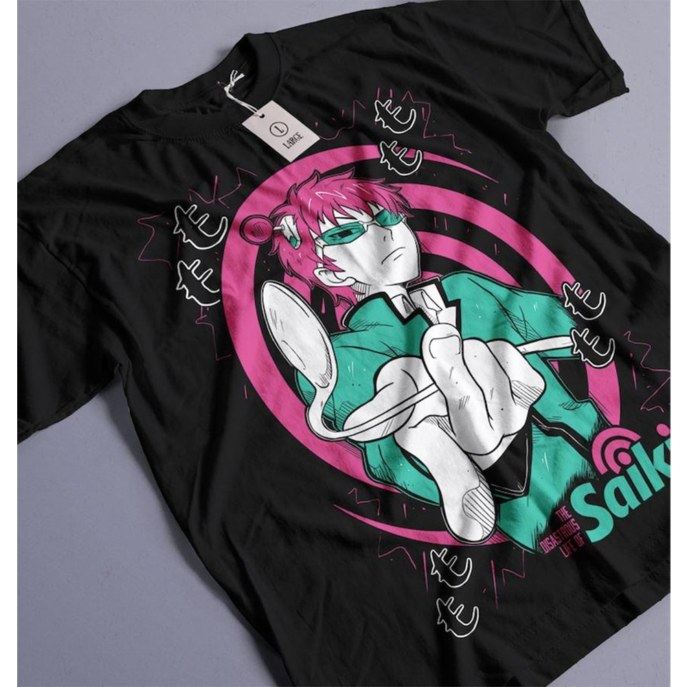 Camiseta Masculina Feminina Estampa Anime The Disastrous Life of Saiki K. Saiki Kusuo T-shirt Unissex Streetwear Envio I