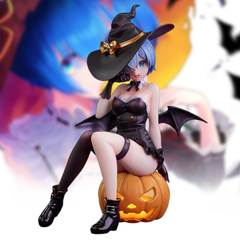 18cm Re:Life in a Different World From Zero Anime Figuras Rem Hallowmas Sentado Pose Modelo Bonecas Ornamento De Mesa Pr