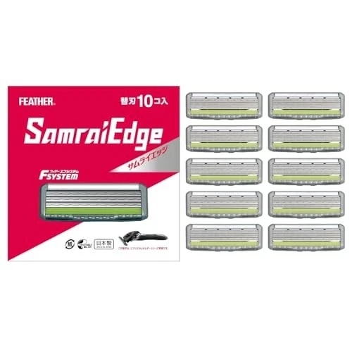 FEATHER Samurai Edge 3-Blade Safety Razor Refill Cartridges 10-Pack Set Made in Japan Direct From Japan