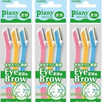 Feather Piany ML Eyebrow Shaver Razor With Skin Guard 3 Pcs x 3 Packs Set Made in Japan Direct From Japan