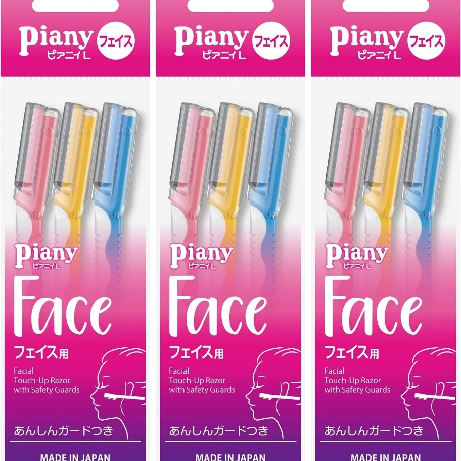 Feather Piany L Face Razor Shaver With Skin Guard 3 Pcs x 3 Packs Set Made in Japan Direct From Japan