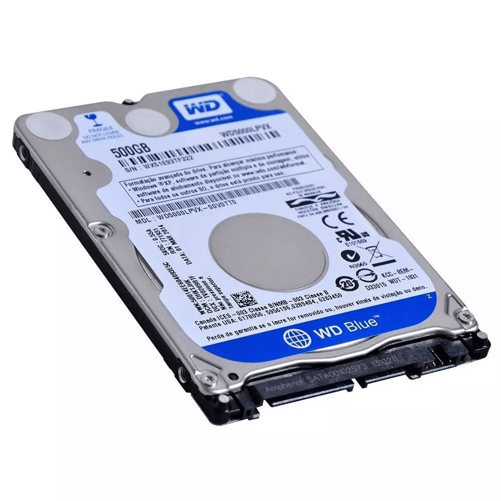 HD WD Blue de 500GB (modelo WD5000LPVX) — um HD interno de 2,5