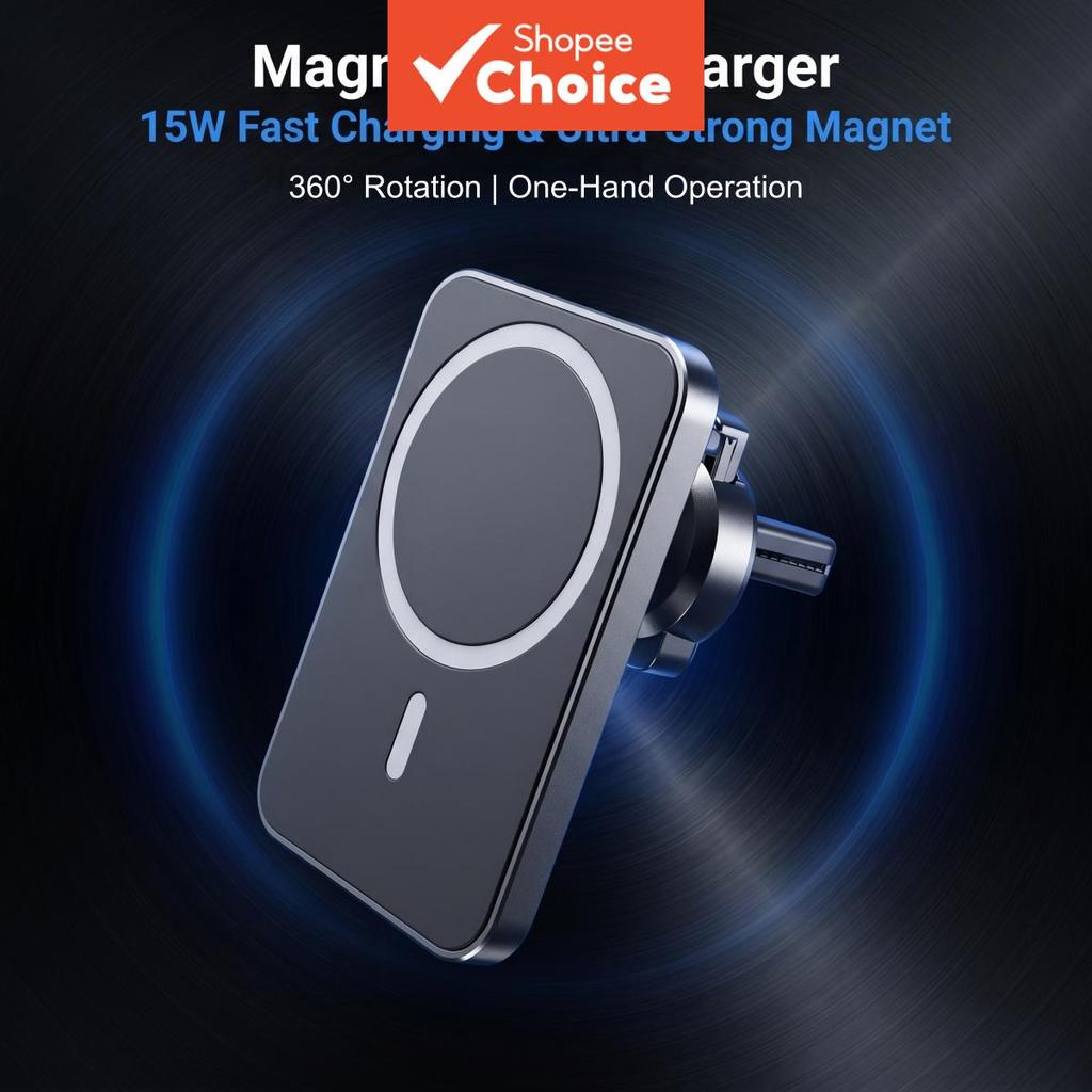 Carregador Magnético Sem Fio Para Carro 15W Resfriamento Inteligente Carga Rápida Ventilação De Ar Telefone Rotação Anti