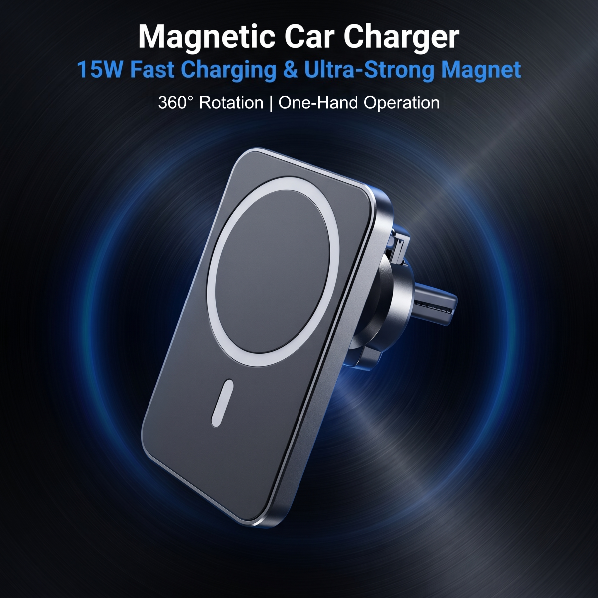 Carregador Magnético Sem Fio Para Carro 15W Resfriamento Inteligente Carga Rápida Ventilação De Ar Telefone Rotação Anti