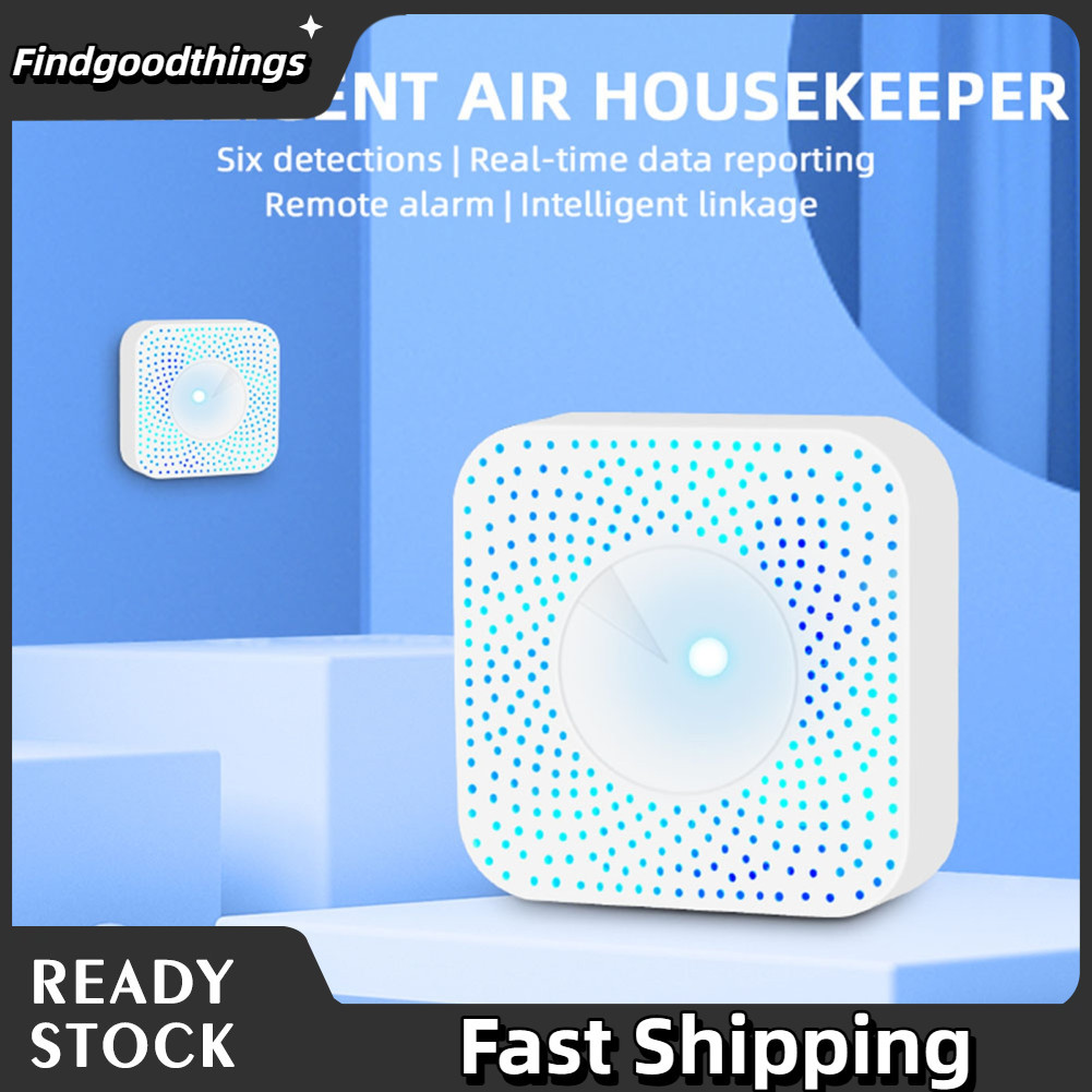 Findgoodthings-br Tuya WiFi Intelligent Air Housekeeper Monitor de qualidade 6 em 1 PM2.5 / Formaldeído / TVOC / CO2 /
