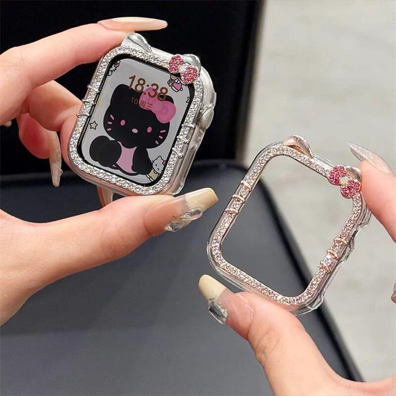 Bling Cartoon Hollow Diamond Case Para Apple Watch Series 12 11 10 46mm 42mm Crystal Bumper Shell Cover S12 S11 S10 Anti