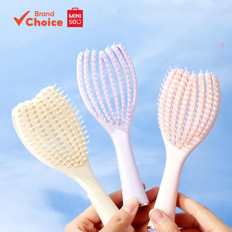 MINISO  Série de escovas desembaraçantes Angel Shell com massagem elástica: ergonômica, suave e portátil 23,5 cm × 8