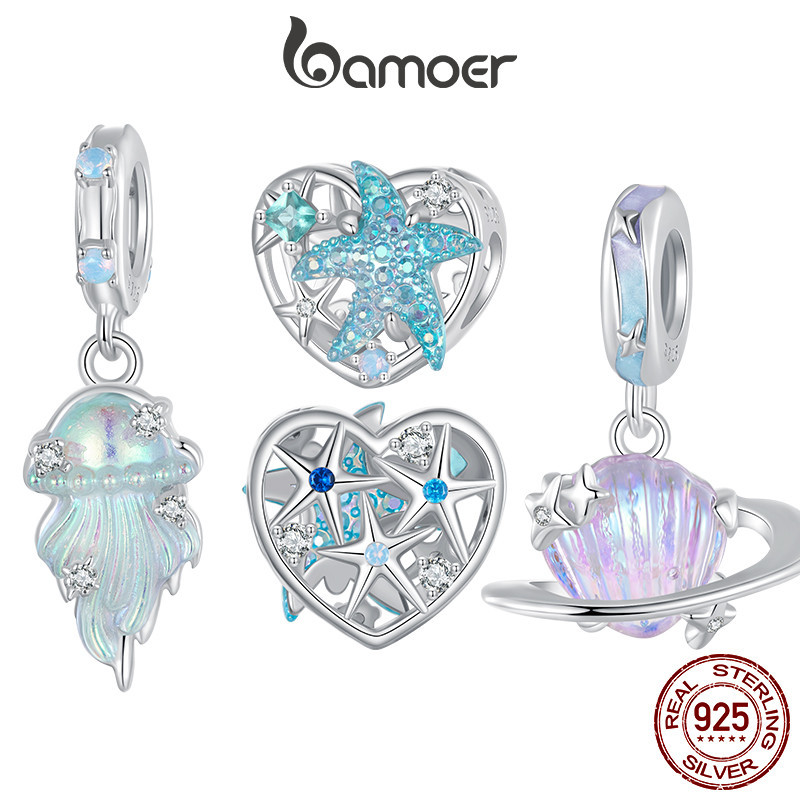 Bamoer 925 Sterling Sliver Charme Ocean Shell Pendant Série De Acessórios Para Pulseira