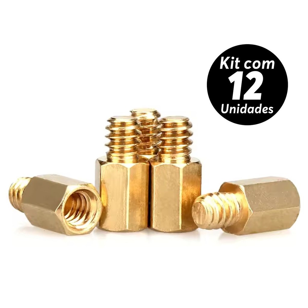 12x Espaçador Suporte Placa Mãe Stand Off Cobre M3x6mm