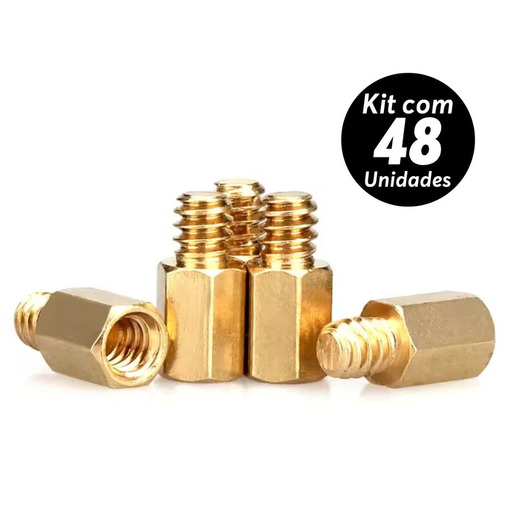 48x Espaçador Suporte Placa Mãe Stand Off Cobre M3x6mm