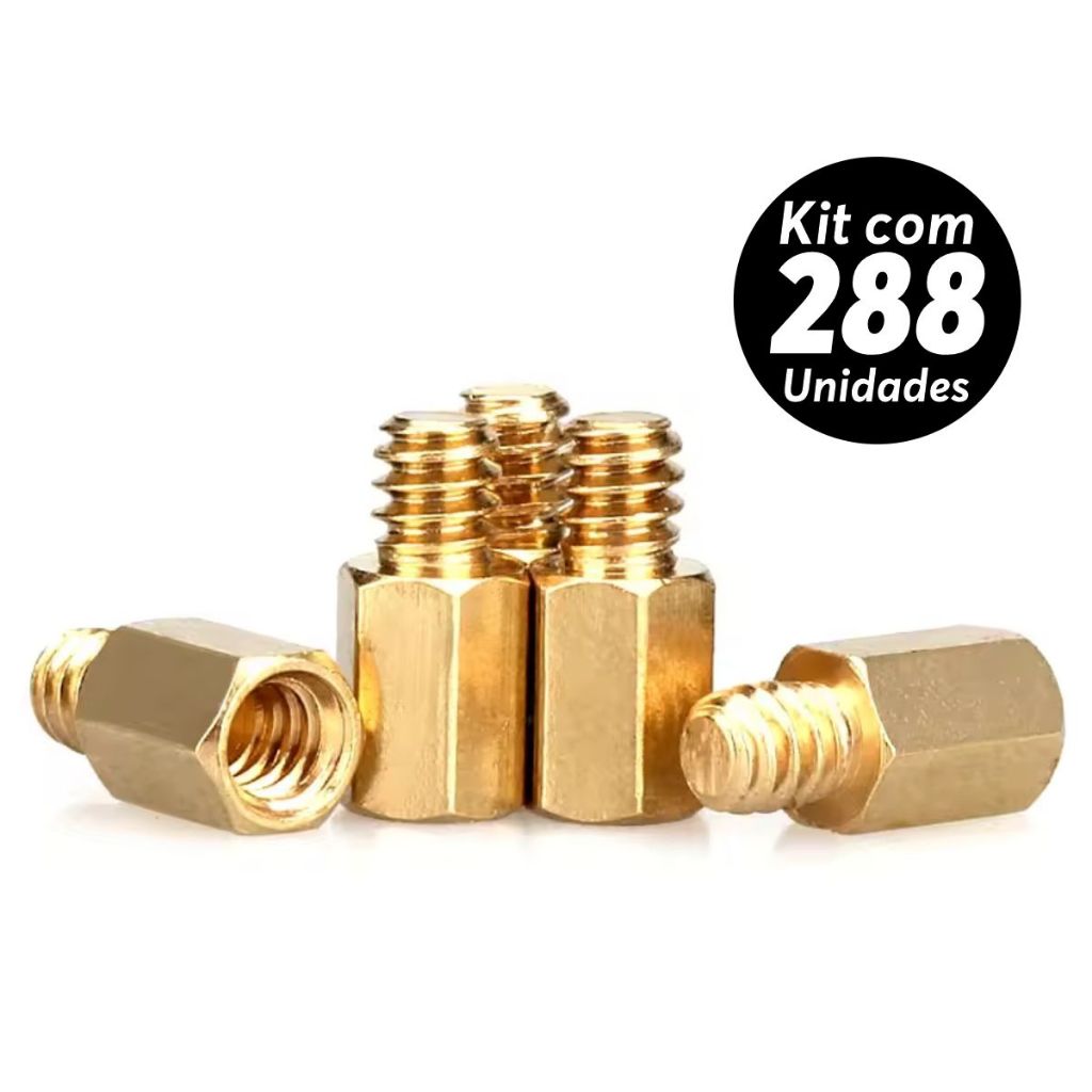 288x Espaçador Suporte Placa Mãe Stand Off Cobre M3x6mm