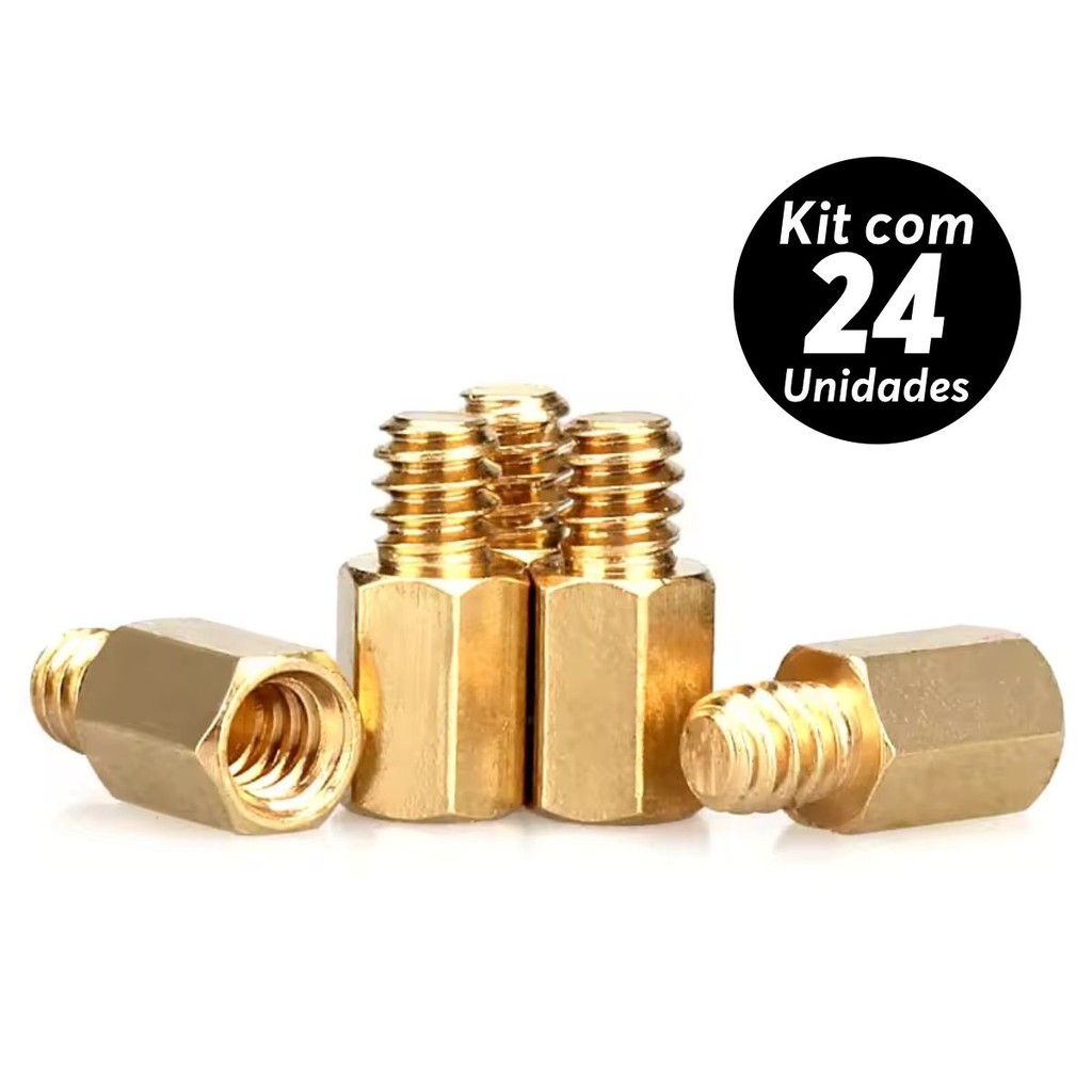 24x Espaçador Suporte Placa Mãe Stand Off Cobre M3x6mm