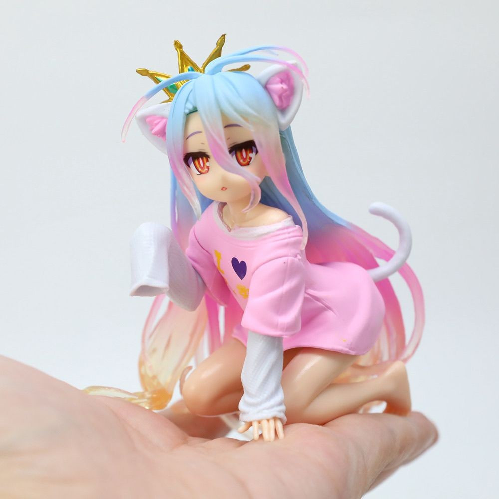 NO GAME NO LIFE Modelo de Personagem de Anime, Menina em Uniforme com Orelhas de Gato, Figura Decorativa de Anime Bidime