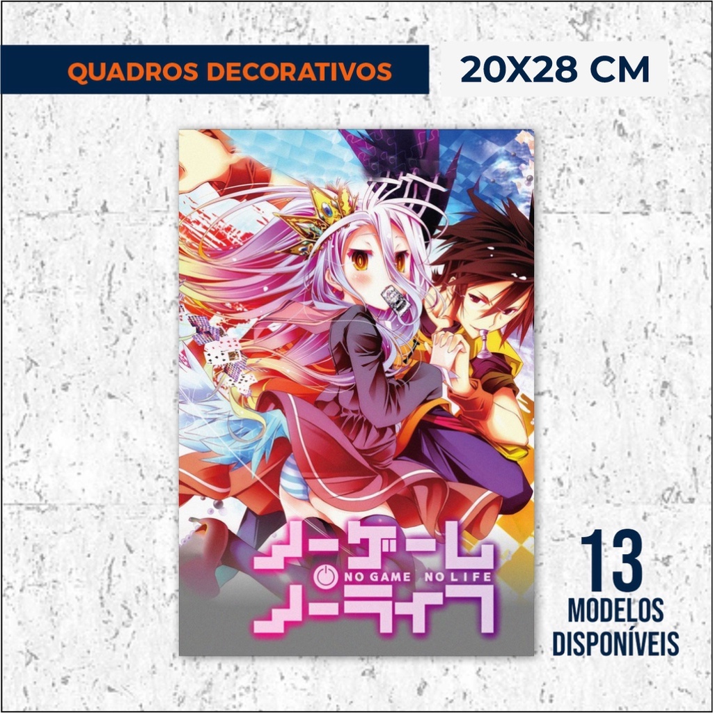 QUADROS NO GAME NO LIFE em MDF | 28x20cm | Casa, sala, quarto, decoração | ANIME