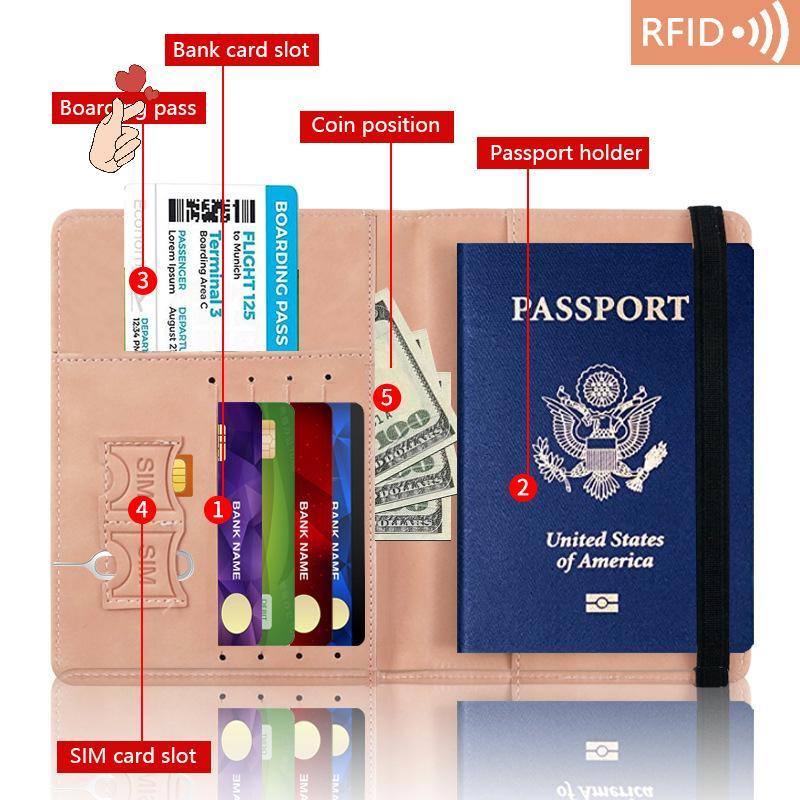 [PEBR] Mulheres Homens RFID Vintage Business Passport Covers Holder Multi-Function ID PU Couro Carteira Caso Acessórios