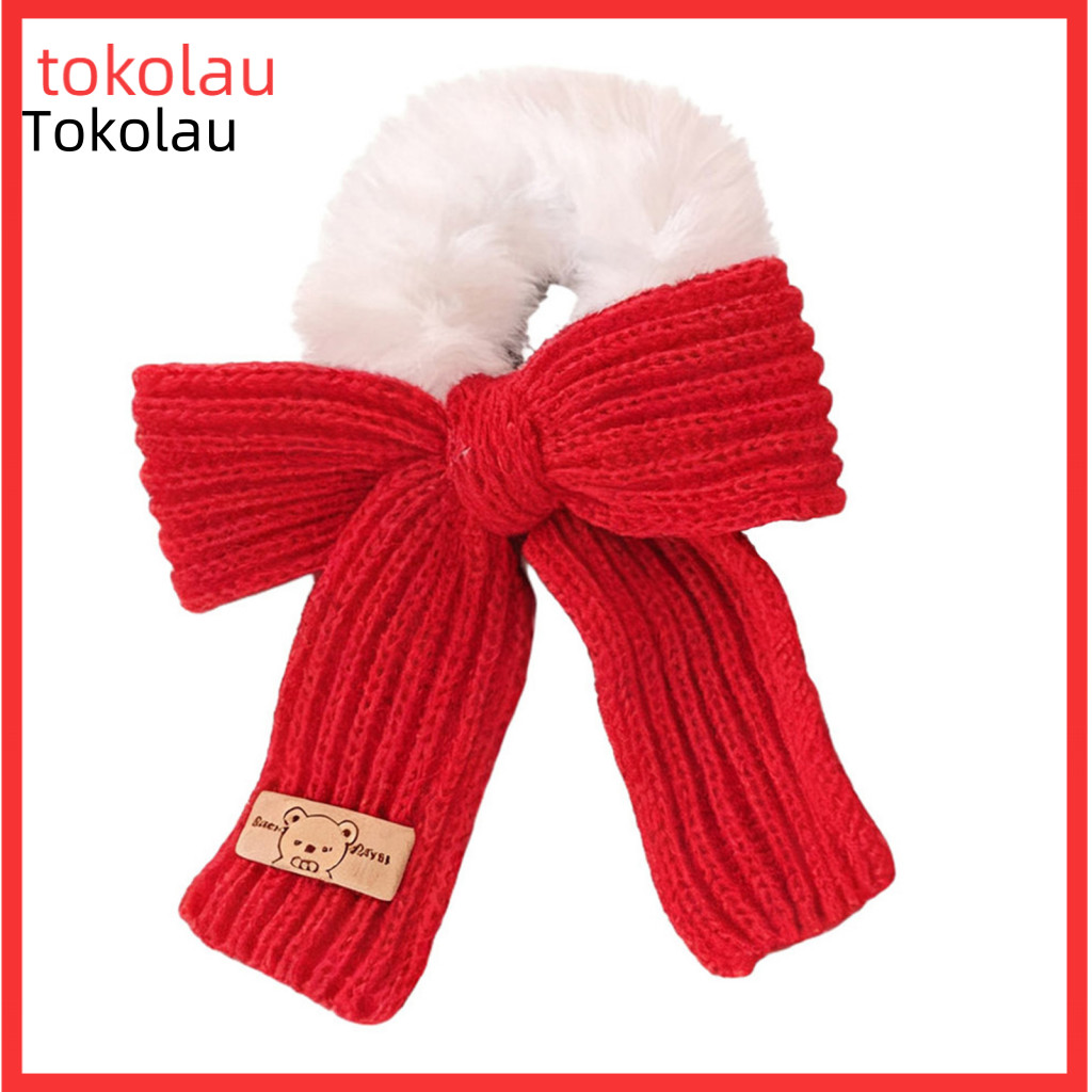 Winter Hair Ornaments Plush Accessories Christmas Tie for Women Girls Soft Knitted Bow Scrunchies Fuzzy Elastic Ponytail