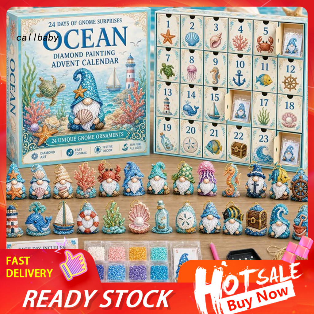 Christmas Advent Calendar Countdown Gifts 24-day Gnome Diy Kit – Handmade Faux Diamond Art Ornaments for Tree for Sout