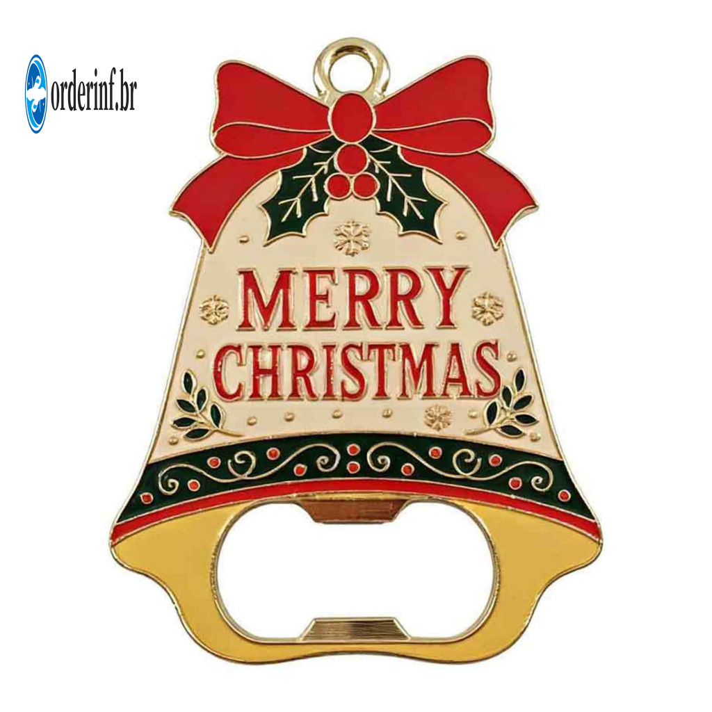 Metal Christmas Bell Gift Magnetic Bottle Opener for Heavy Duty Beer Cap Remover with Refrigerator Magnet for Easy