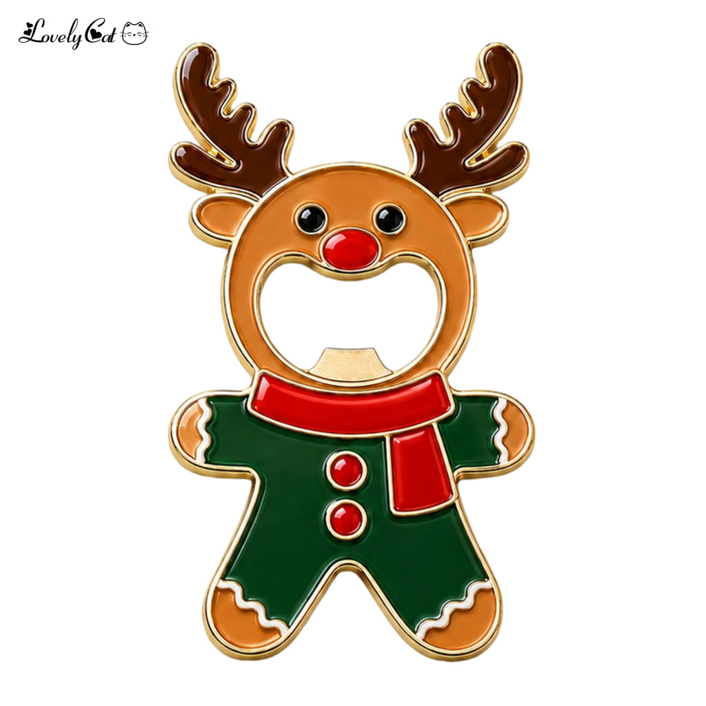 Christmas Bottle Opener Holiday Home Ornaments Gingerbread Man Metal Magnet – Decorative Beer Cap Remover for Kitchen