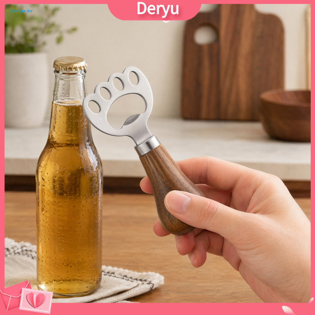 Unique Bottle Opener Cat Paw with Lanyard – Acacia Wood Beer Cap Remover Cute Vertical Stand for Home Bar Kitchen Gift
