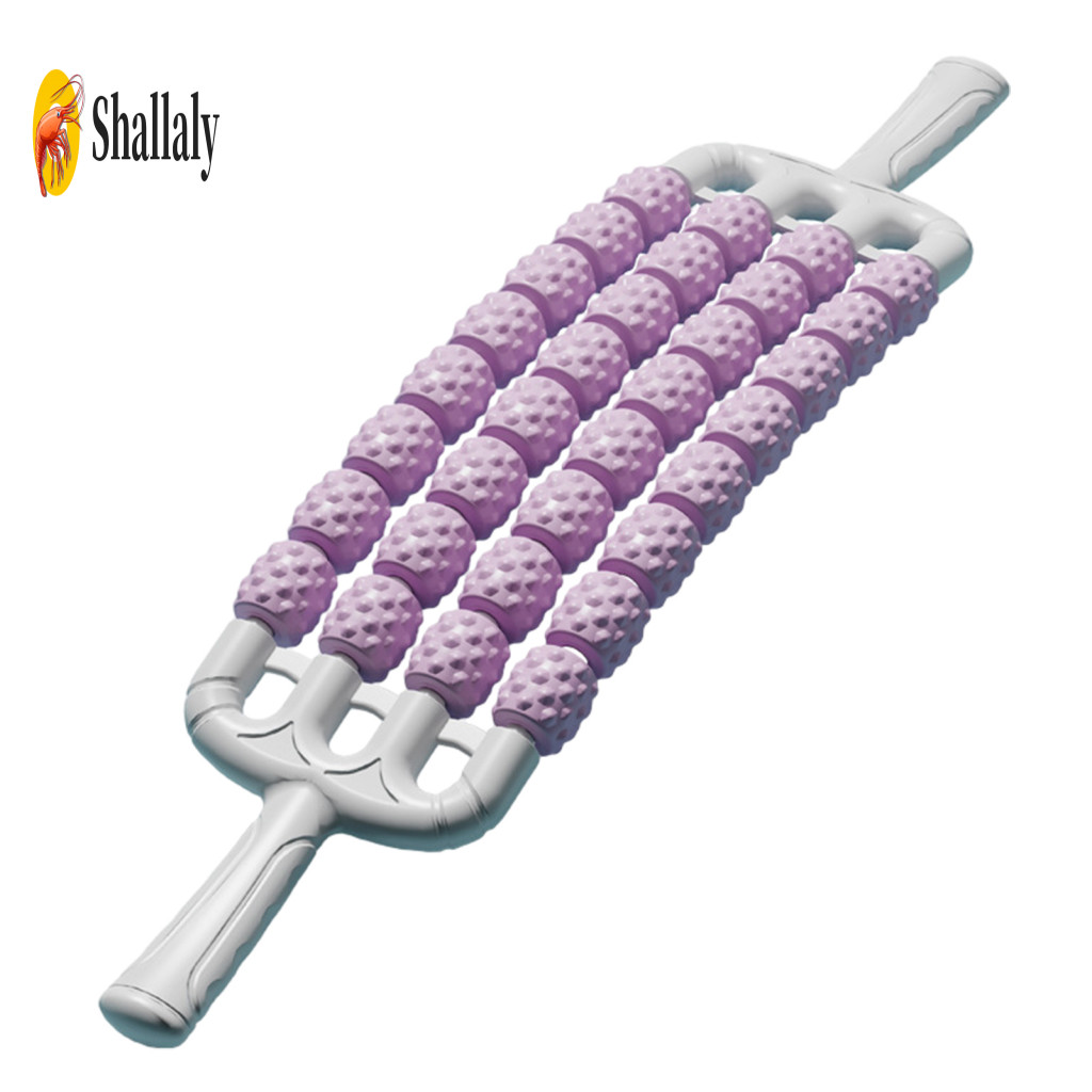 Muscle Massage Stick Tissue Roller 4-row Body Tool with 32 Wheels – Bendable Relaxation for Legs Back Thighs Calves Ar