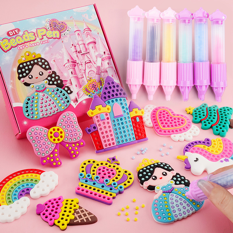 Crianças DIY Handmade Dot Pen Set Cute Girl Creative Cartoon Adesivos Educação Infantil Treinamento de Concentração Educ