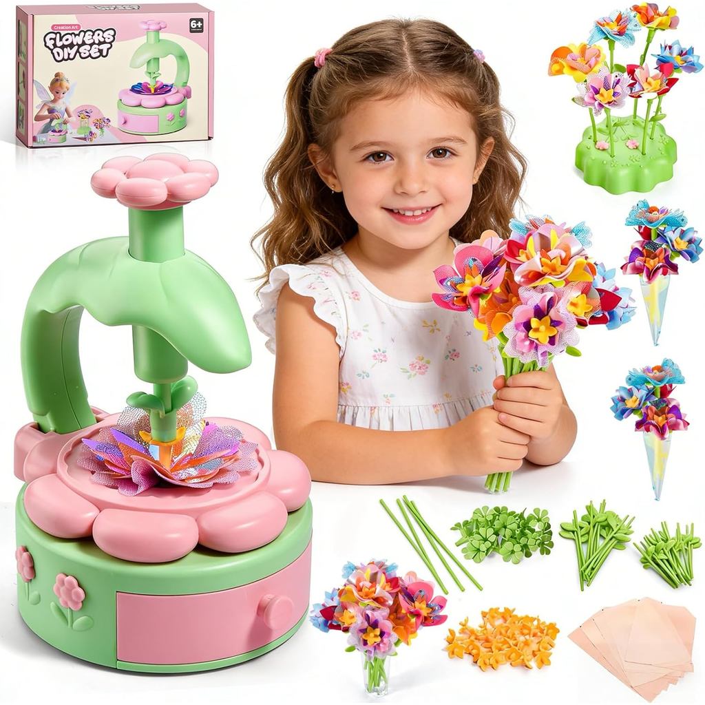 KKQ Flower Craft Kits Toys for Kids,Flower Bouquets Toys Set,Creative Handmade Craft Tool for Art Projects,Birthday Gift