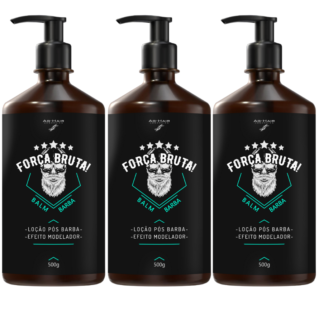 Kit 3x Balm Força Bruta Premium para Barba - Hidratação, Nutrição e Modela Os Fios