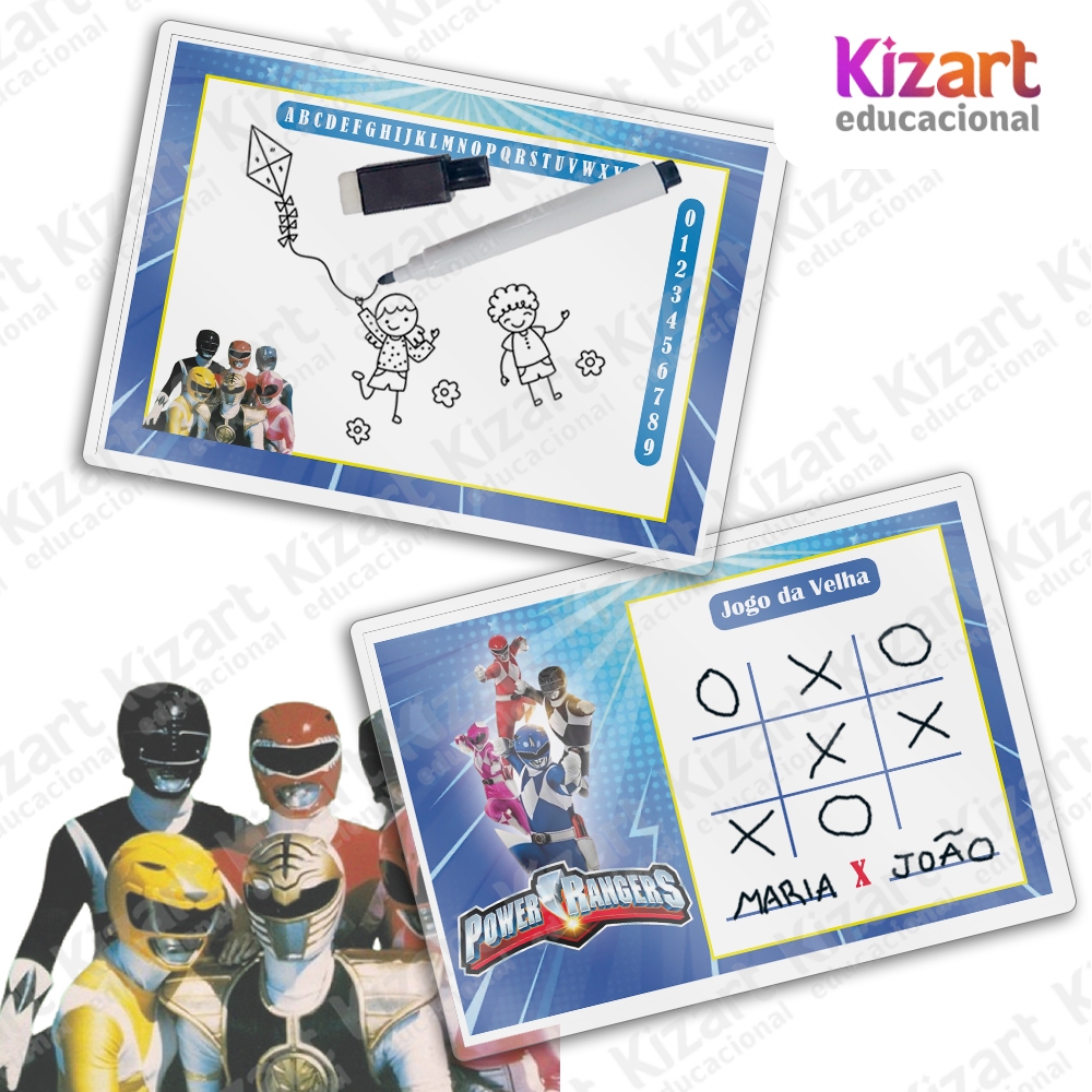 15 Lousa Mágica + Caneta Com Apagador Lembrancinha Festa Infantil Tema Power Rangers