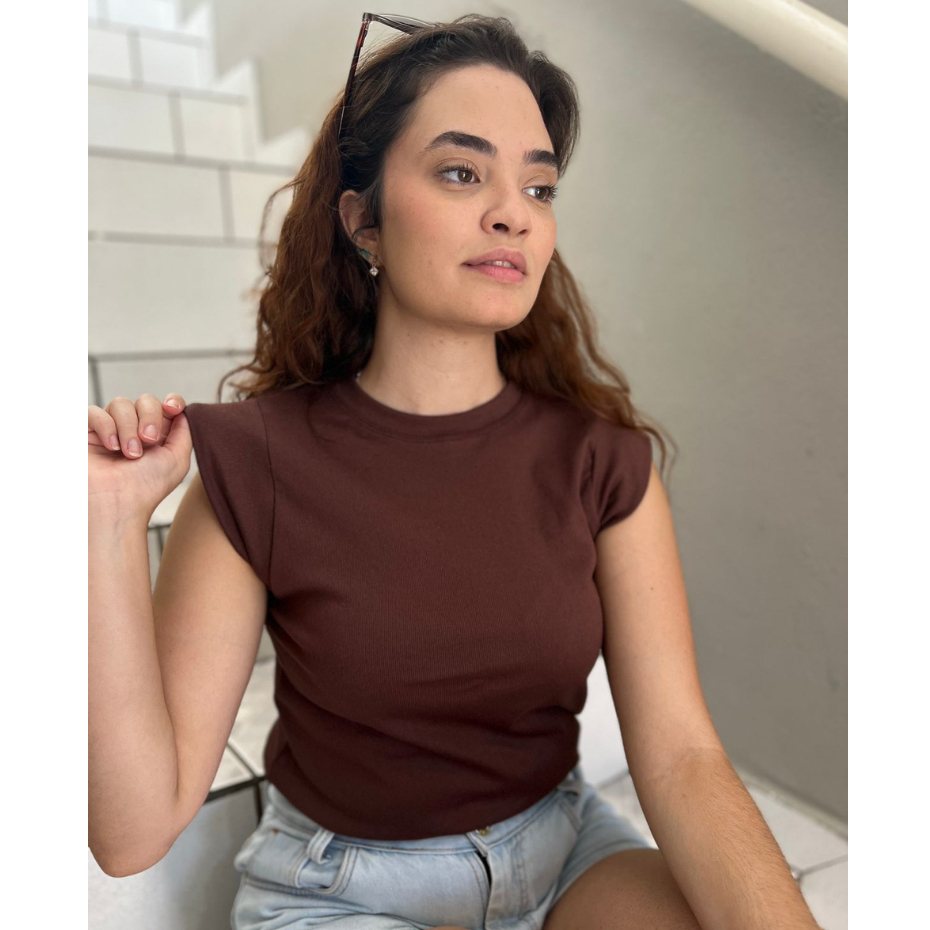 Blusa canelada Algodão feminina, moda blogueira Muscle Tee Tshirts  + ENVIO RAPIDO