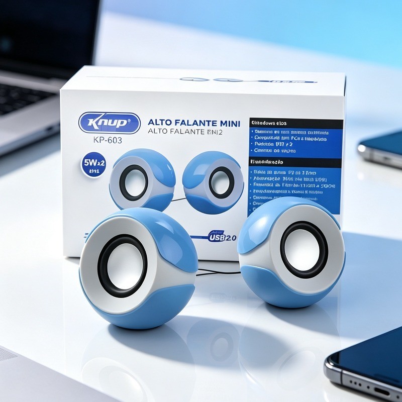 Mini Caixinha De Som Alto-falante Som Potente 5Wx2 100Hz-20KHz Portátil Conexão USB P2 3,5mm Compatível com Windows iOS