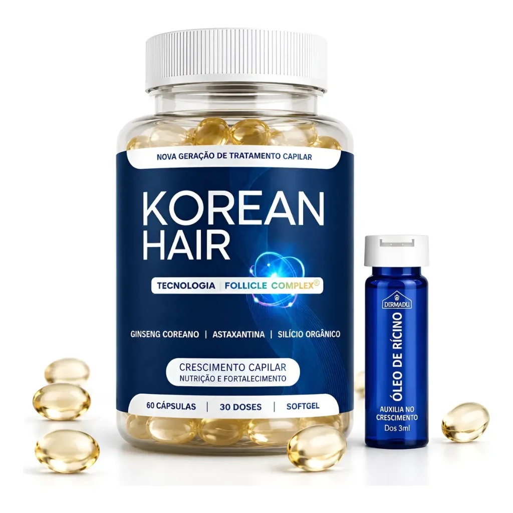 Korean Hair Crescimento E Fortalecimento Capilar 60 Cápsulas
