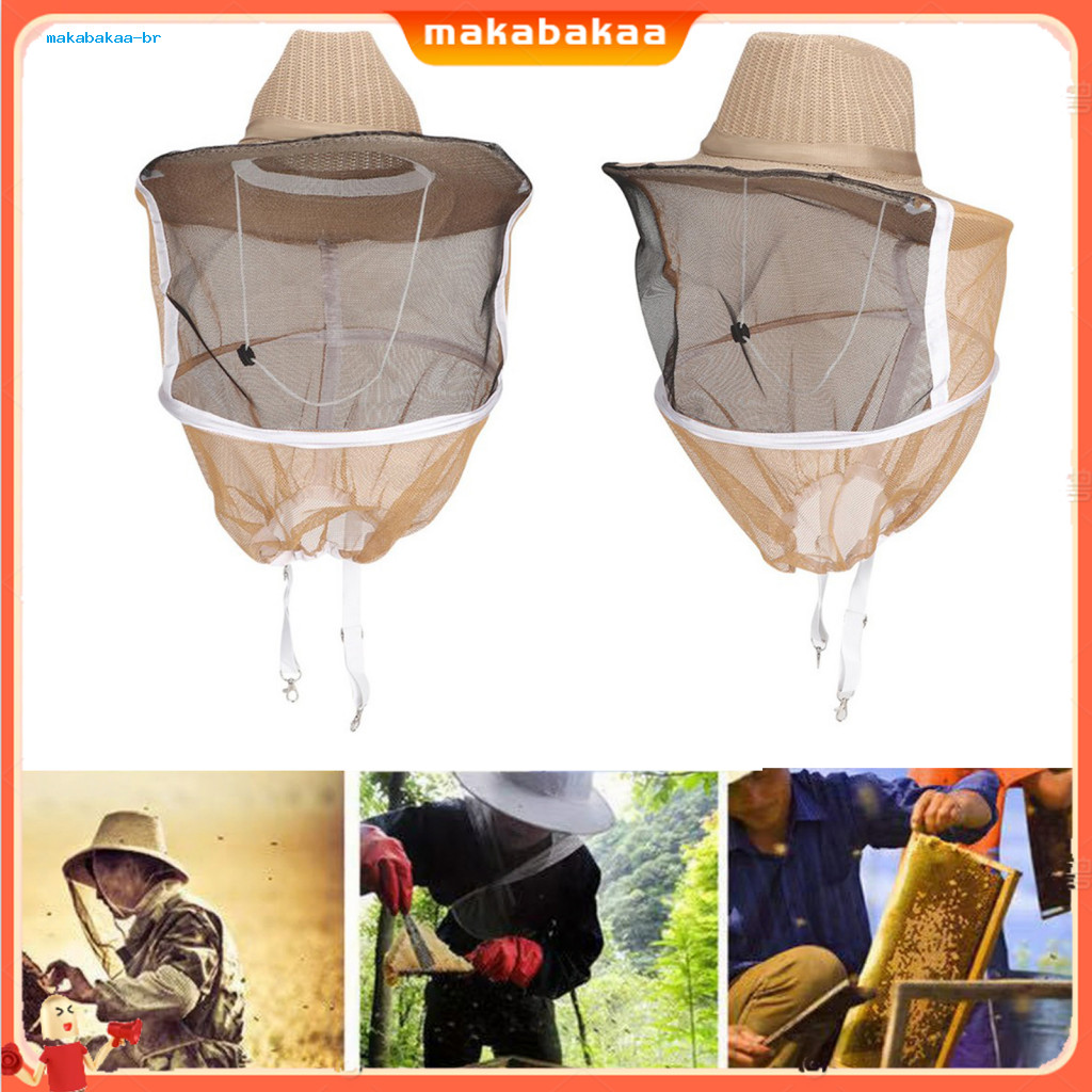 Beekeeping Hat with Veil Adjustable Straps Wide Brim Full Mesh Visor Bee Protection for Face Neck Comfortable Fit Suppli