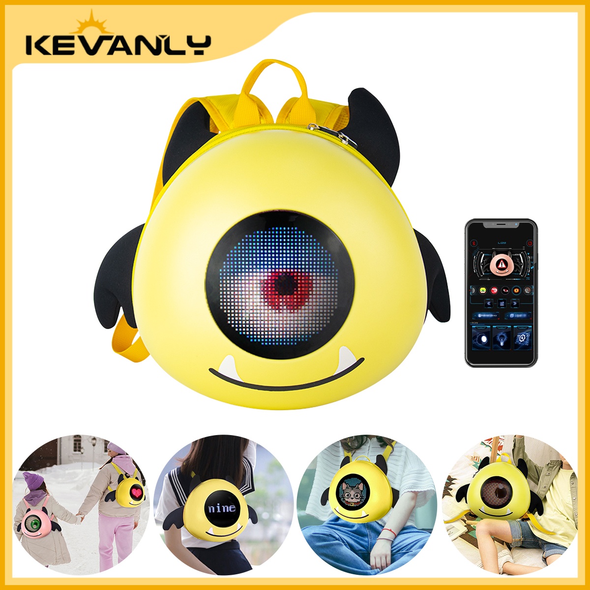 Mochila Kevanly Devil Eye Hard Shell Oxford À Prova D'água Para Crianças Pequenas Viagens Pais E Filhos