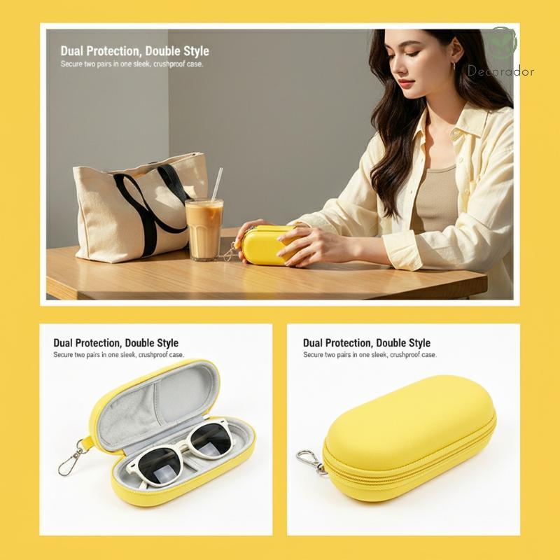 Decorador Durável Hard Shell Duplo Óculos Caso Portátil Para Homens Mulheres