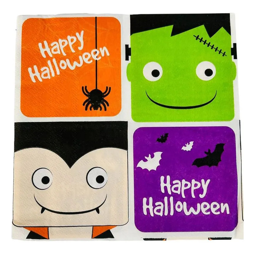 20 Guardanapos Papel Halloween Vampiro E Frankenstein