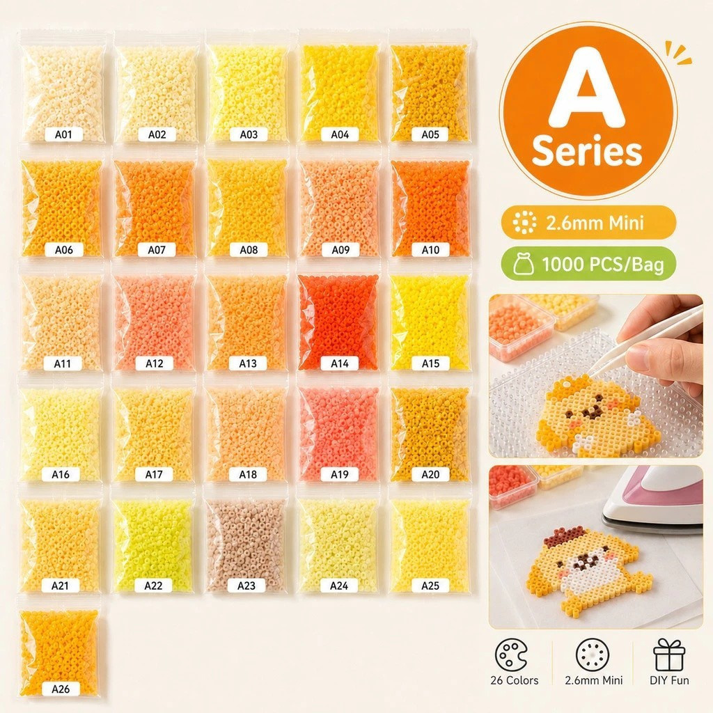 1000 Peças Contas de Fusão Mini Série A 2,6mm Pacote de Reposição | Perler Hama Fuse Beads para Pixel Art DIY