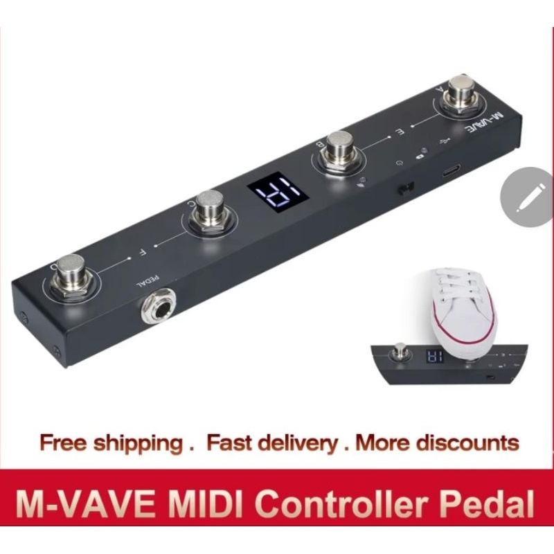 Controlador MIDI M-Vave Chocolate Recarregável BT, 4 Botões, Controlador de Pedal, Controle APP Guitarra Violão