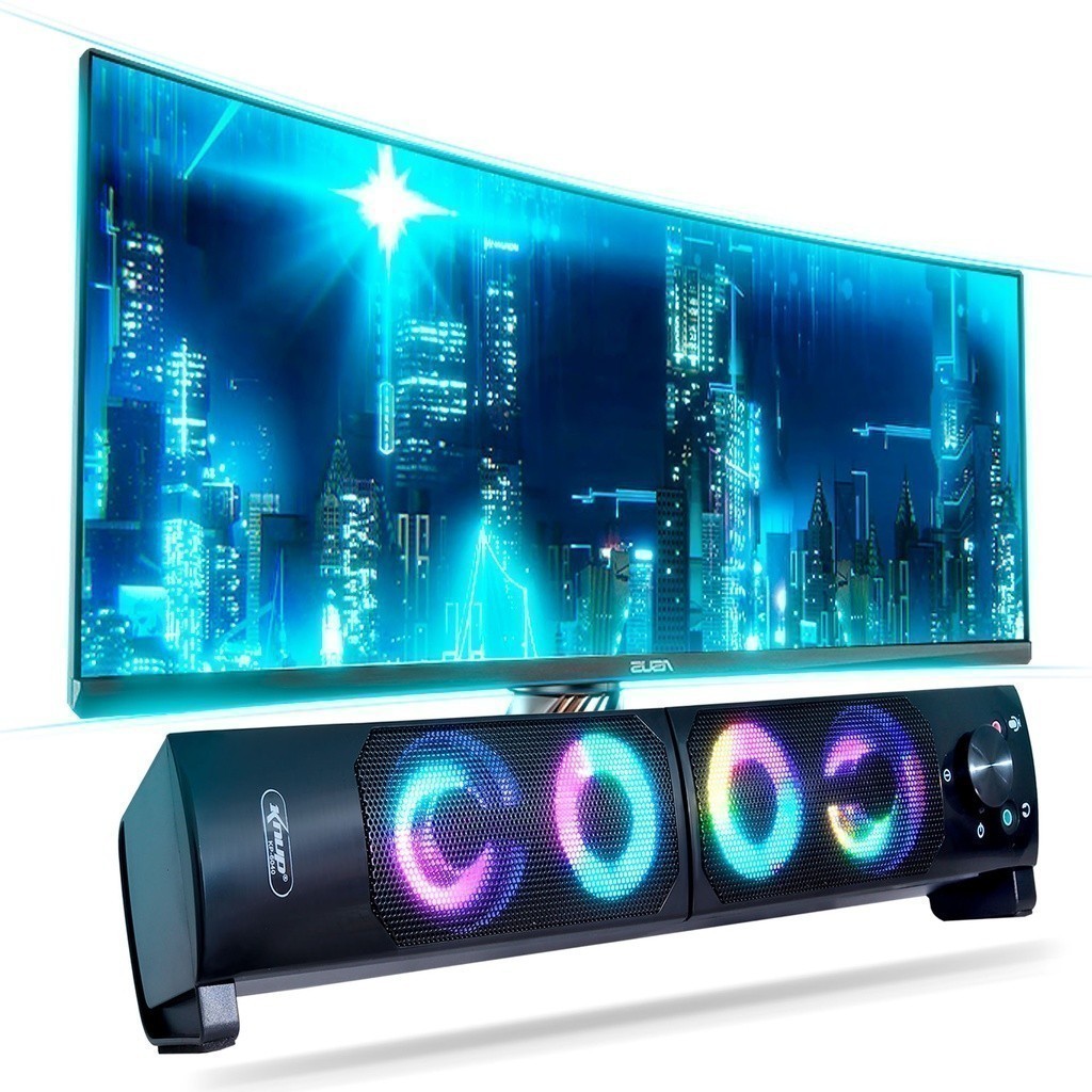 Caixa De Som Speaker SoundBar Amplificada Subwoofer P2 Pc Notebook Celular Tablet